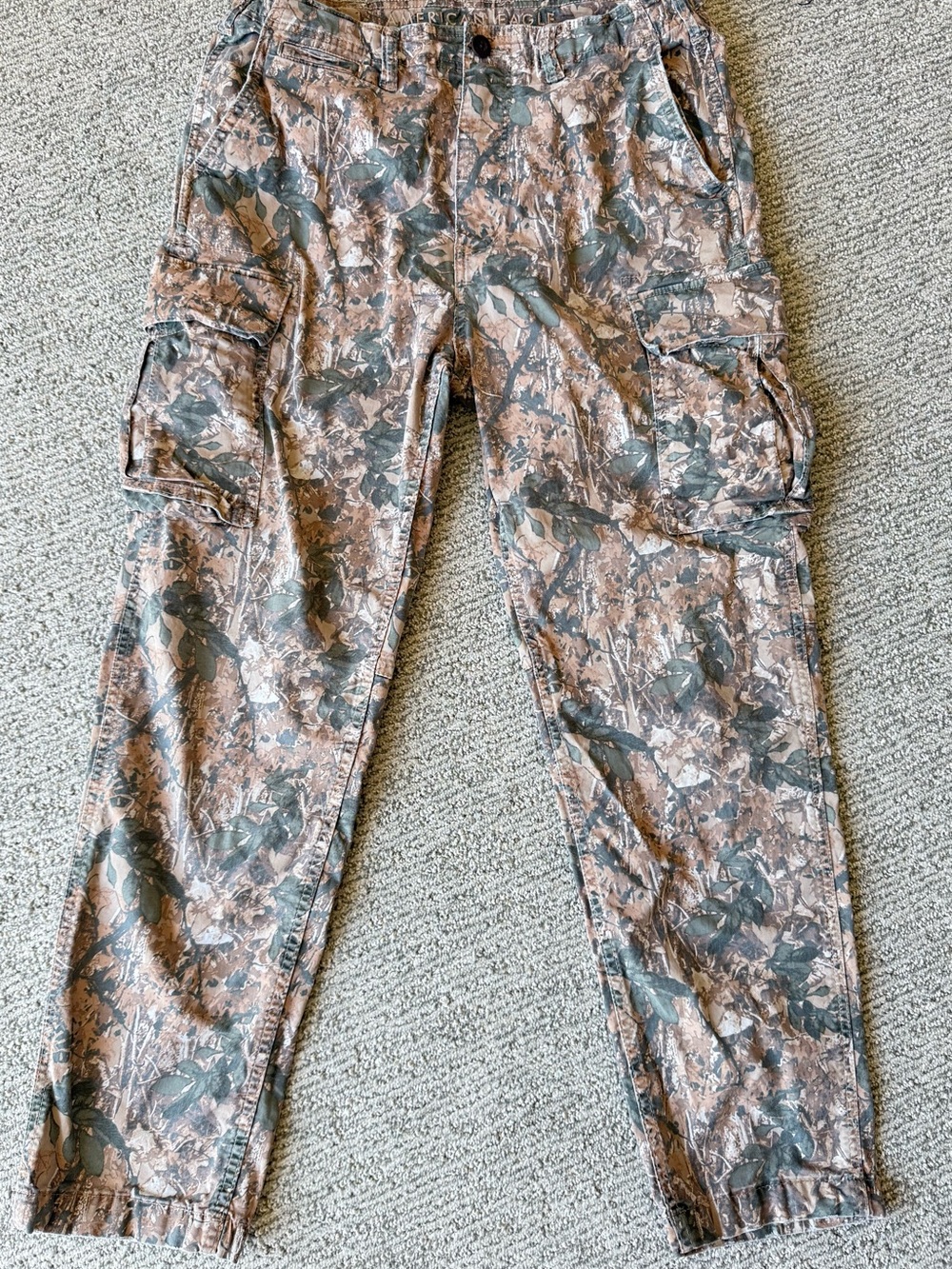 American Eagle Men's Camouflage Cargo Pants - Brown/Green size 30x32